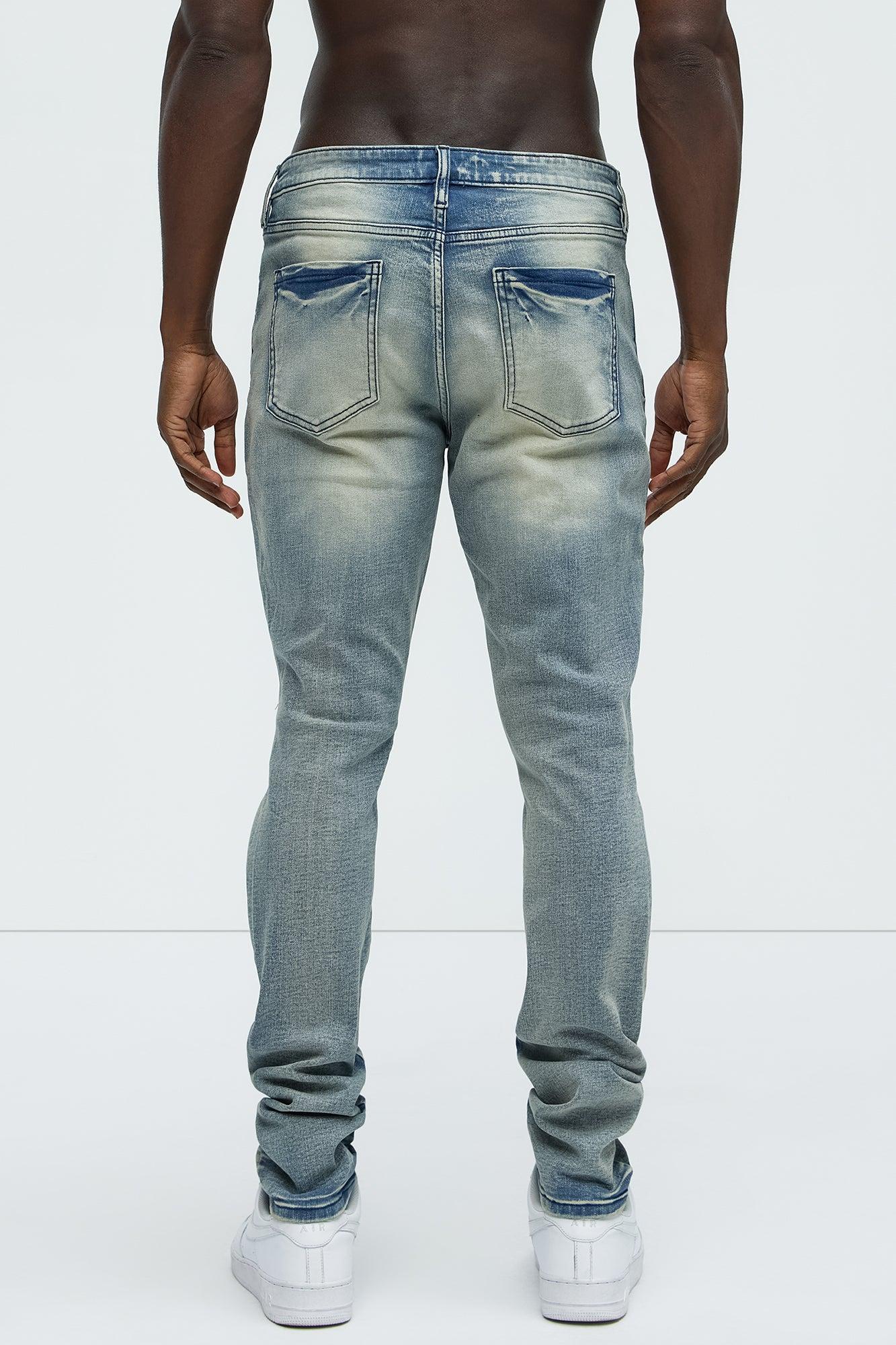 Crease Vintage Stacked Skinny Jeans - Vintage Blue Wash Product Image