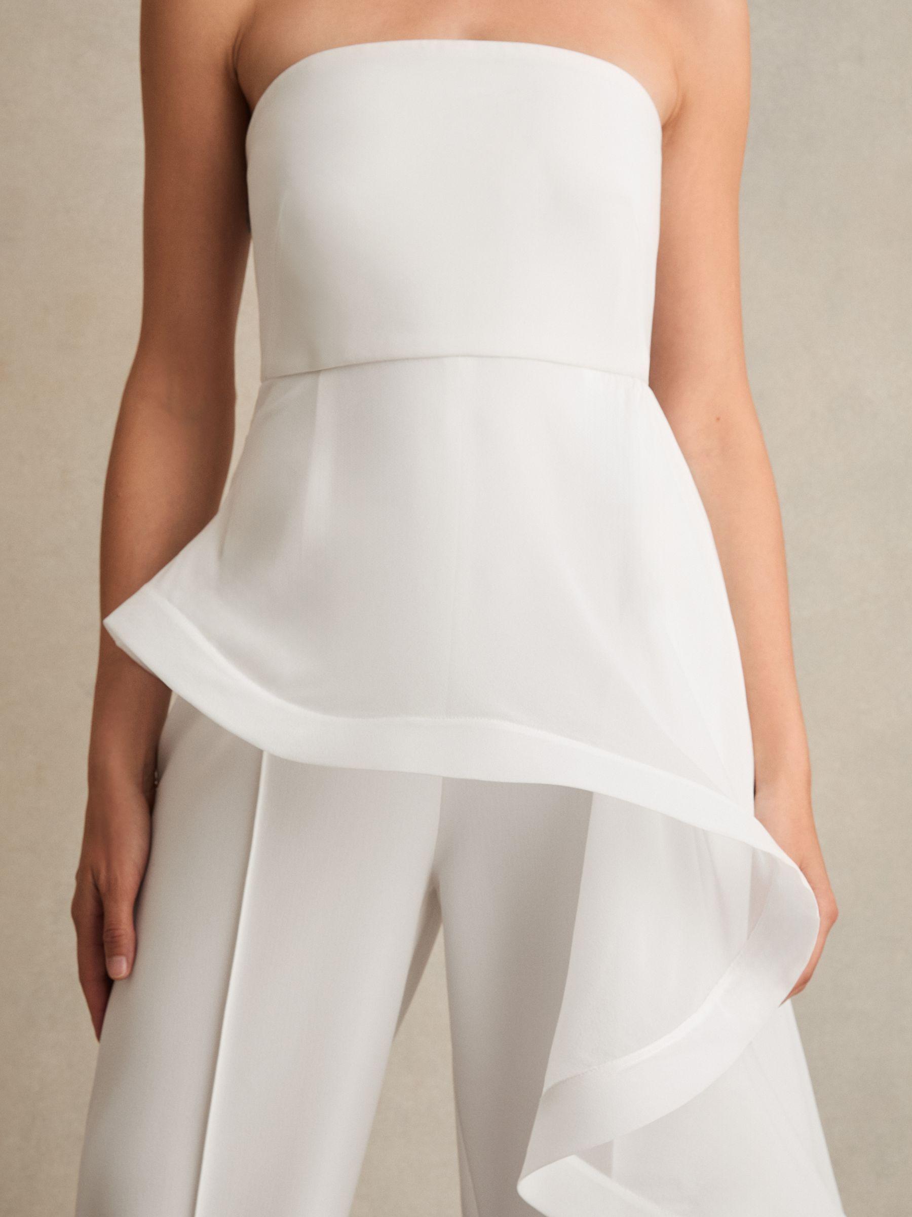 Silk Ruffle Bandeau Wide-Leg Jumpsuit in Ivory Product Image
