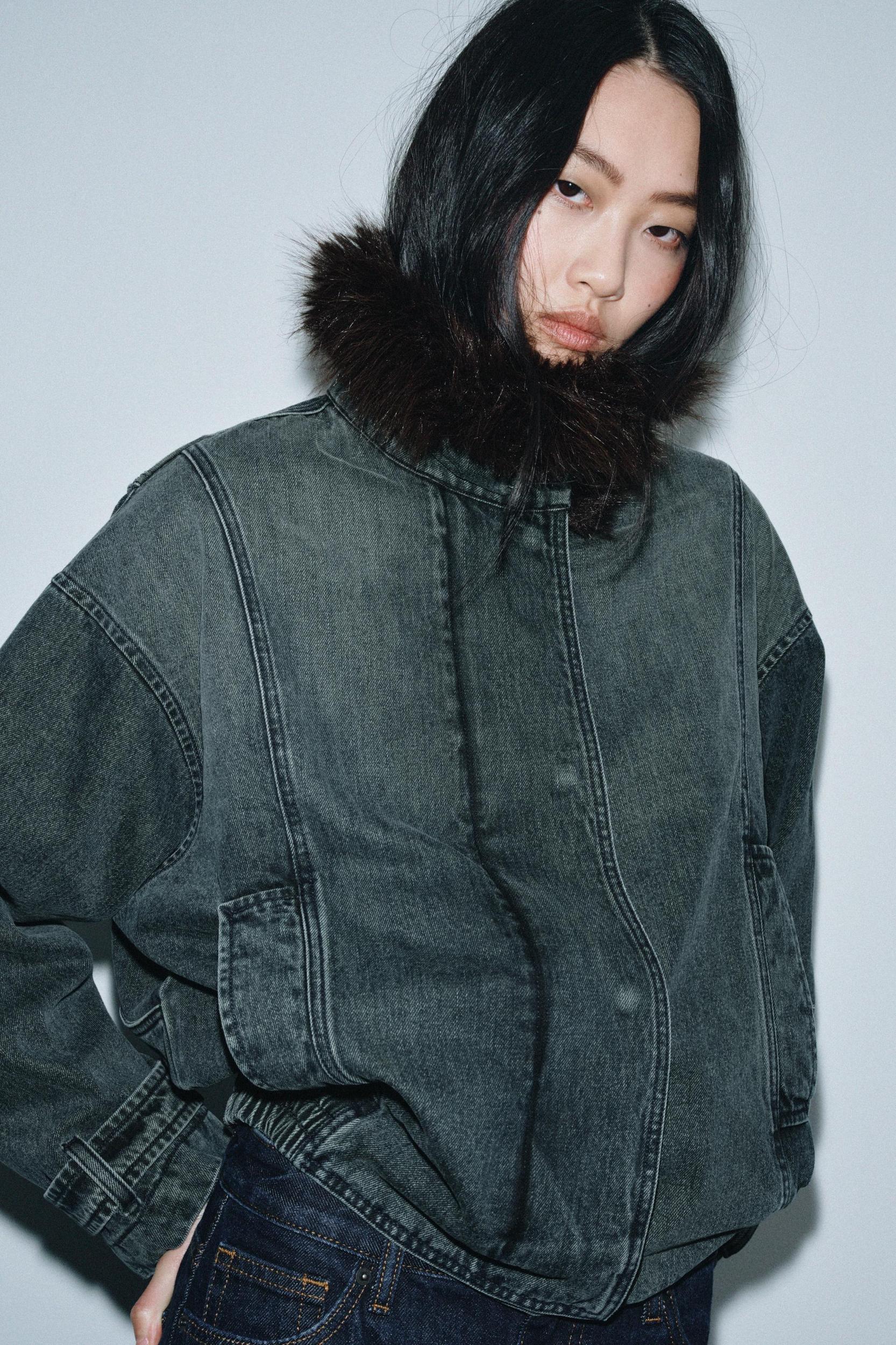 ZW COLLECTION DENIM BOMBER JACKET Product Image