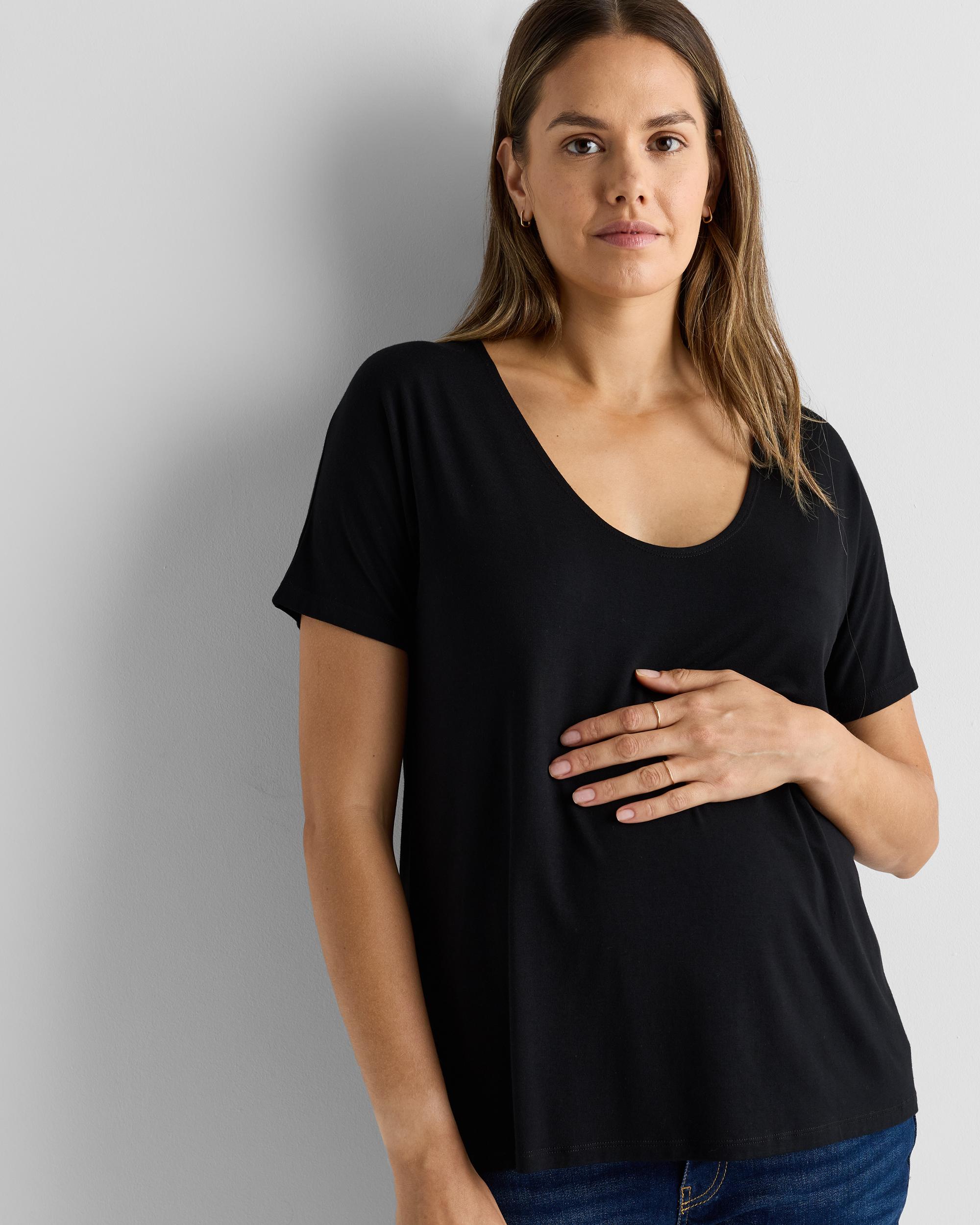 Quince | Women's Bamboo Jersey Maternity Soft V-Neck T-Shirt Size XS Product Image