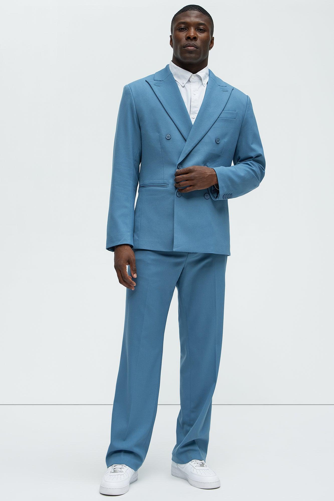 High Peak Straight Suit Trouser - Slate Blue Product Image