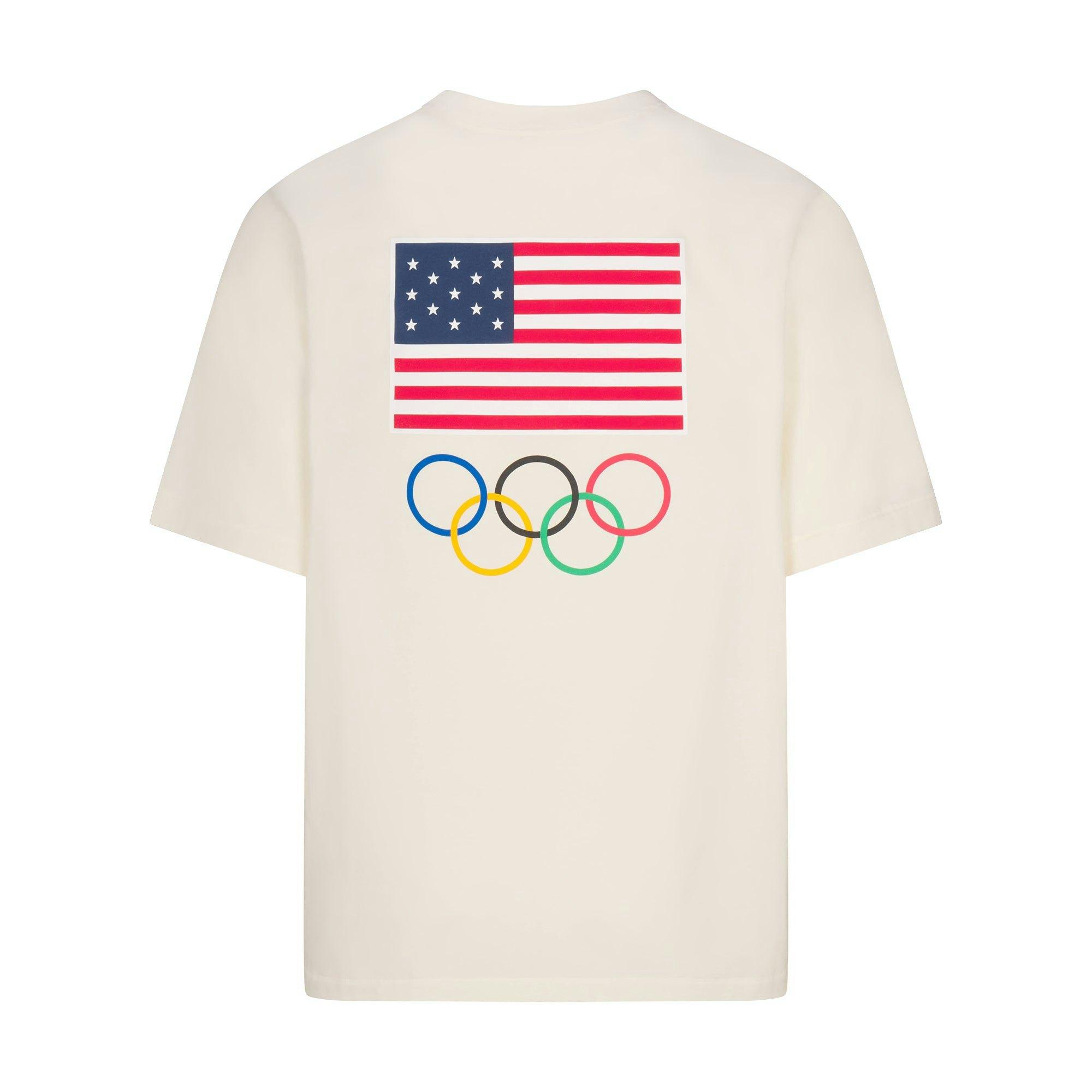 SKIMS FOR TEAM USA JERSEY SLEEP MENS OLYMPIC T-SHIRT | ECRU Product Image