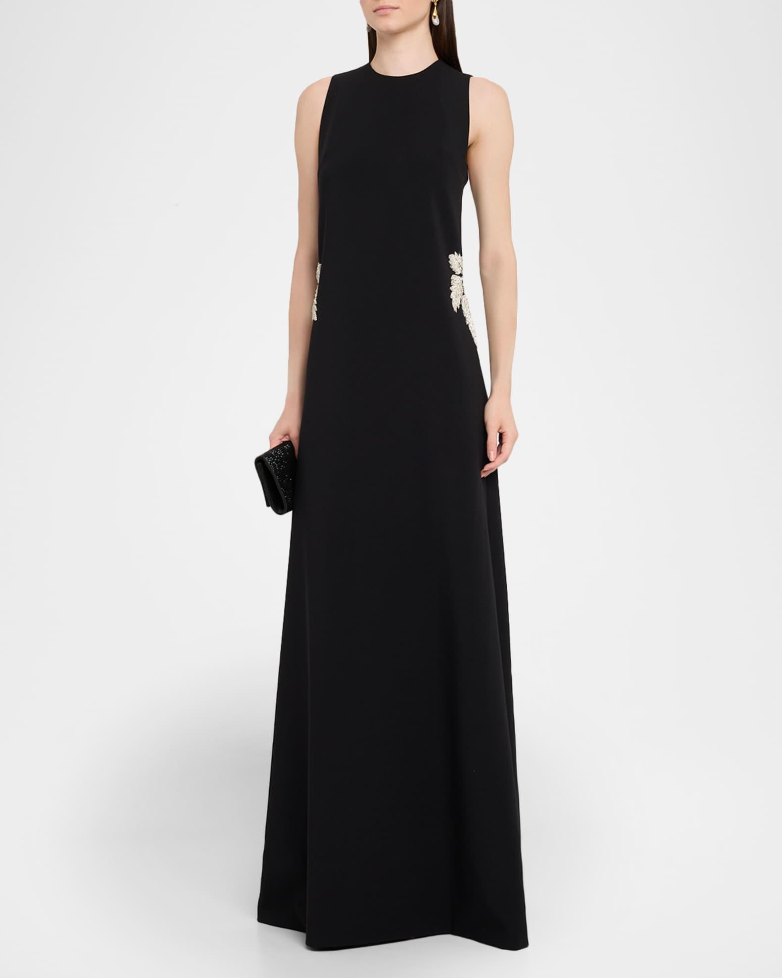 Embellished Heavy Crepe Cady Sleeveless Maxi Dress Product Image