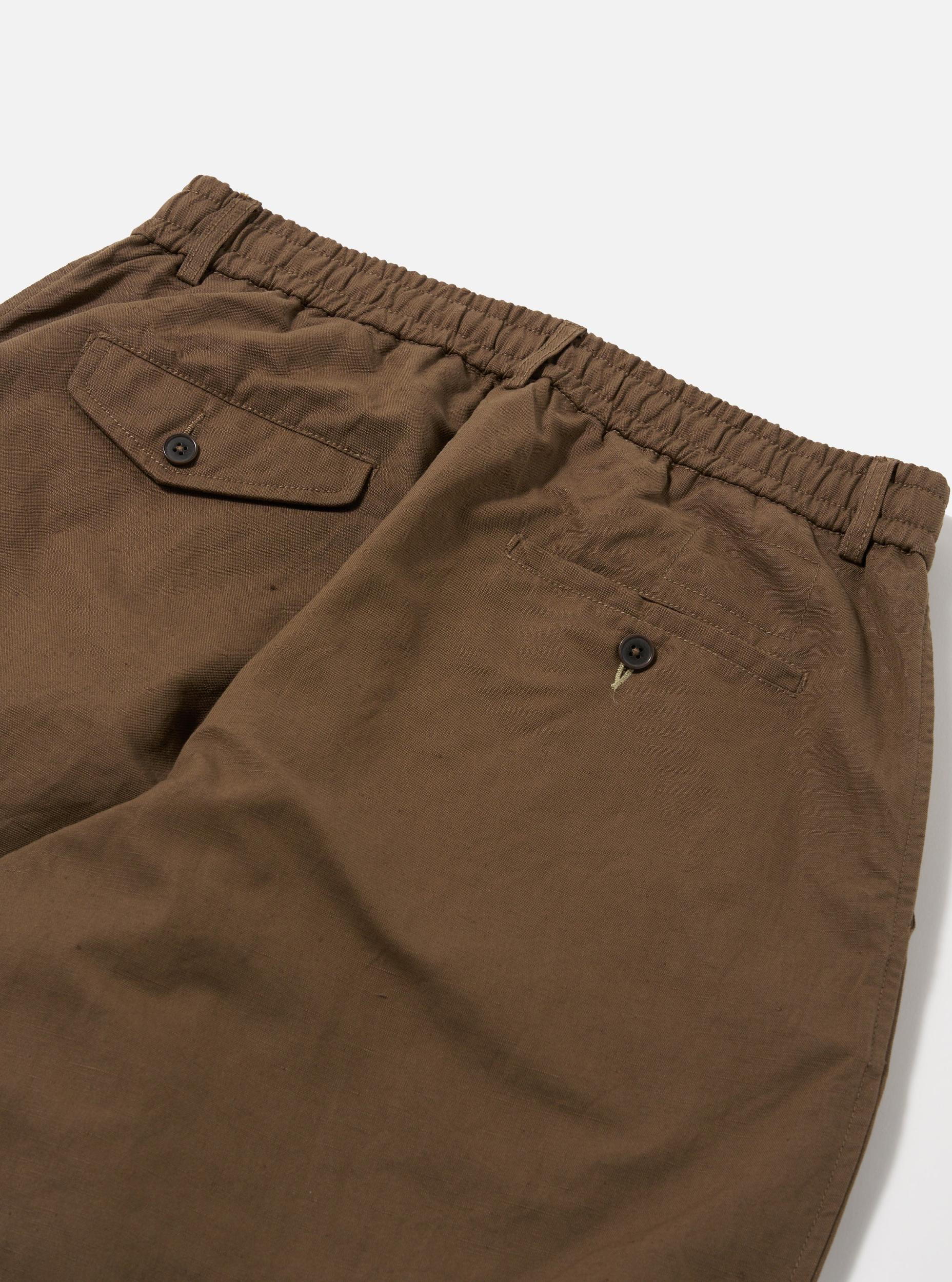Universal Works Oxford Pant in Khaki Linen Slub Weave Product Image