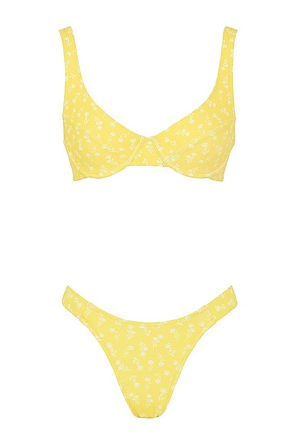 Mariposa  yellow white floral print bikini Product Image