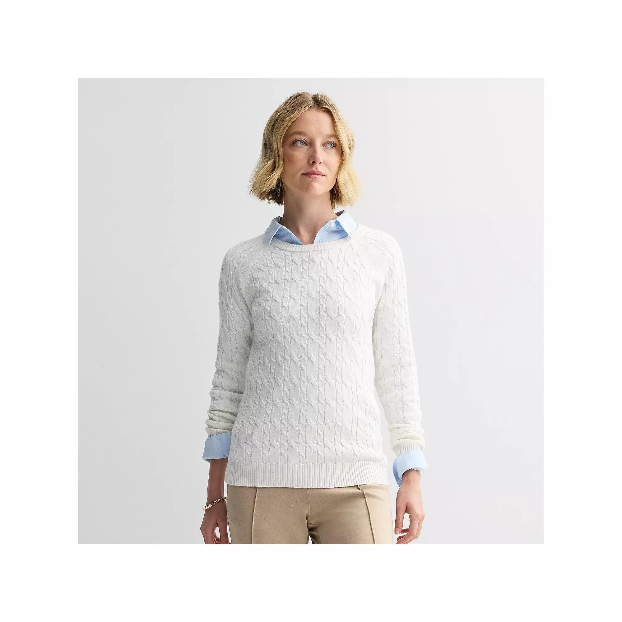 Women's Croft & Barrow® The Extra Soft Cable Crew Neck Sweater,  Product Image