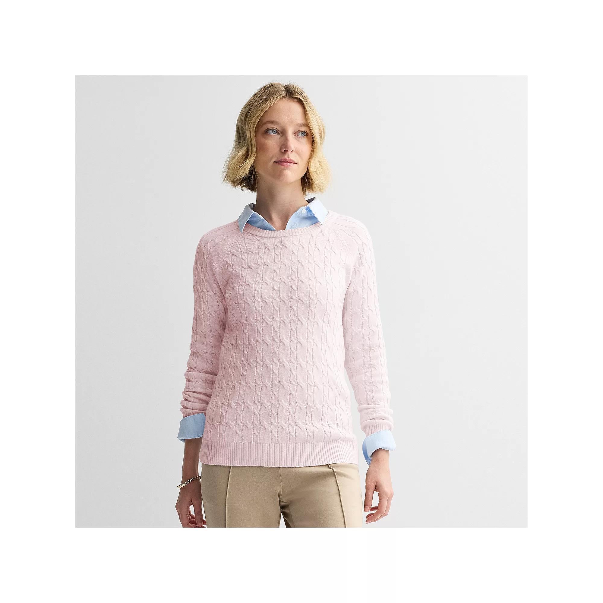 Women's Croft & Barrow® The Extra Soft Cable Crew Neck Sweater,  Product Image