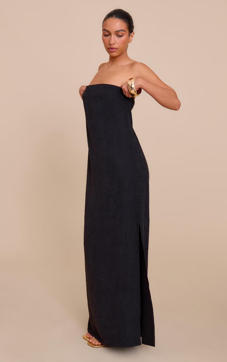 Black Textured Bandeau Column Maxi Dress Product Image