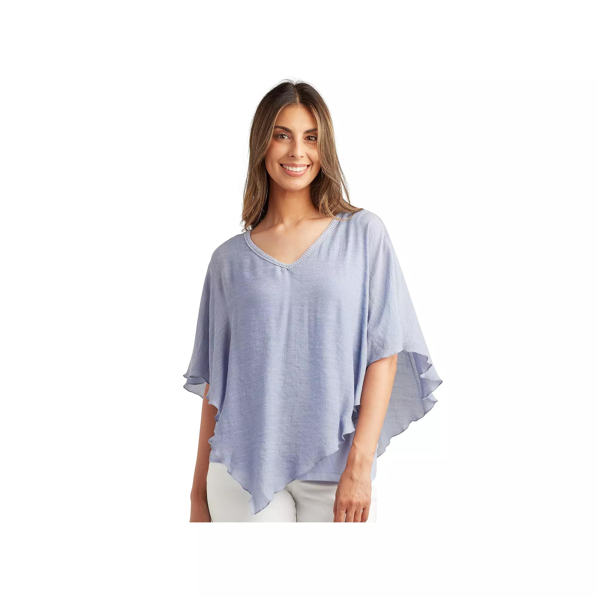Womens AB Studio Crochet Back Asymmetrical Hem Popover Top Product Image