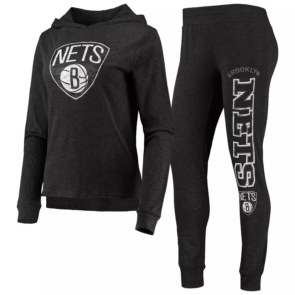 Women's Concepts Sport Black Brooklyn Nets Hoodie & Pants Sleep Set,  Product Image