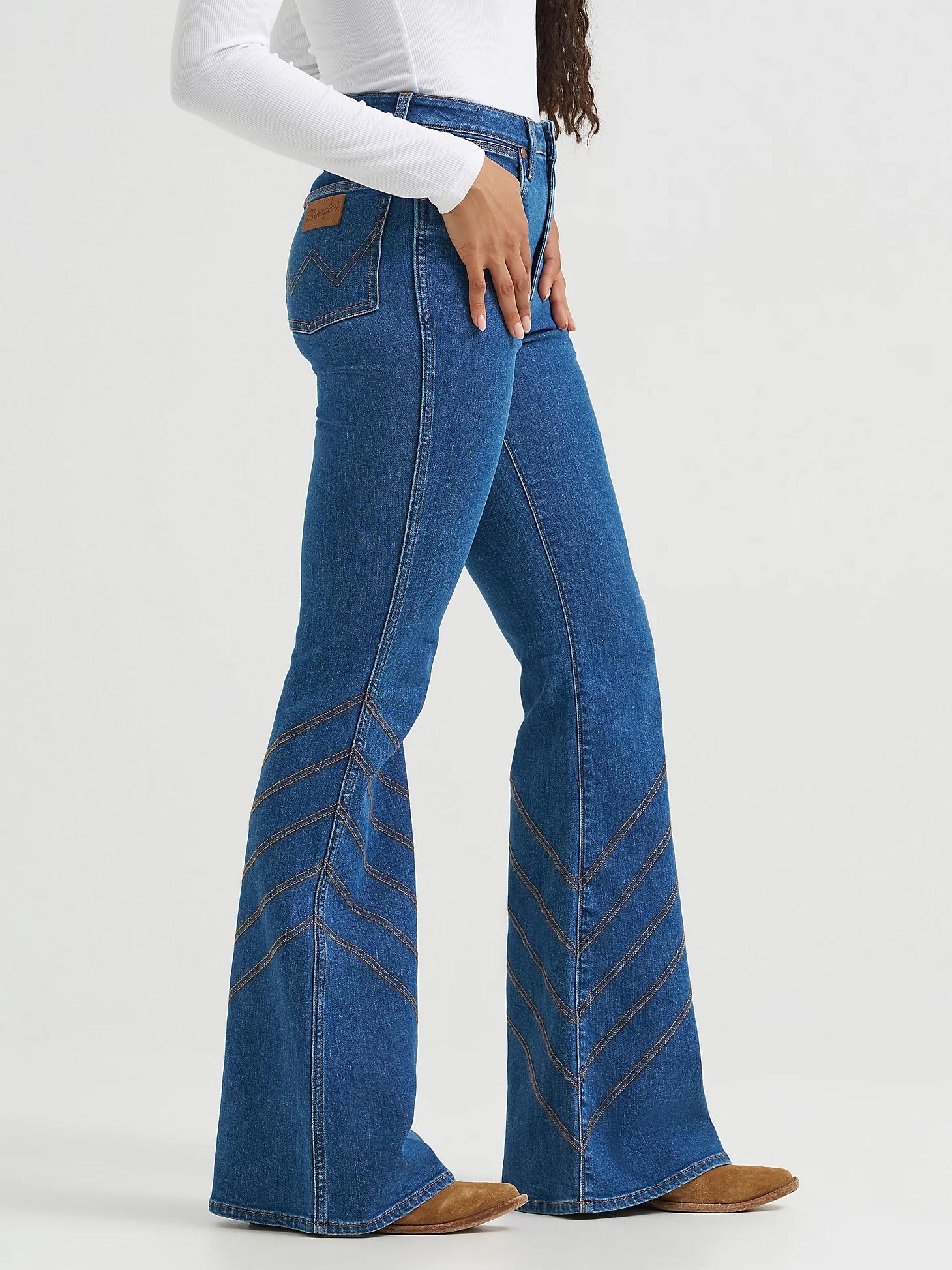 Women's High Rise Stitch Flare Jean in Carolina Product Image