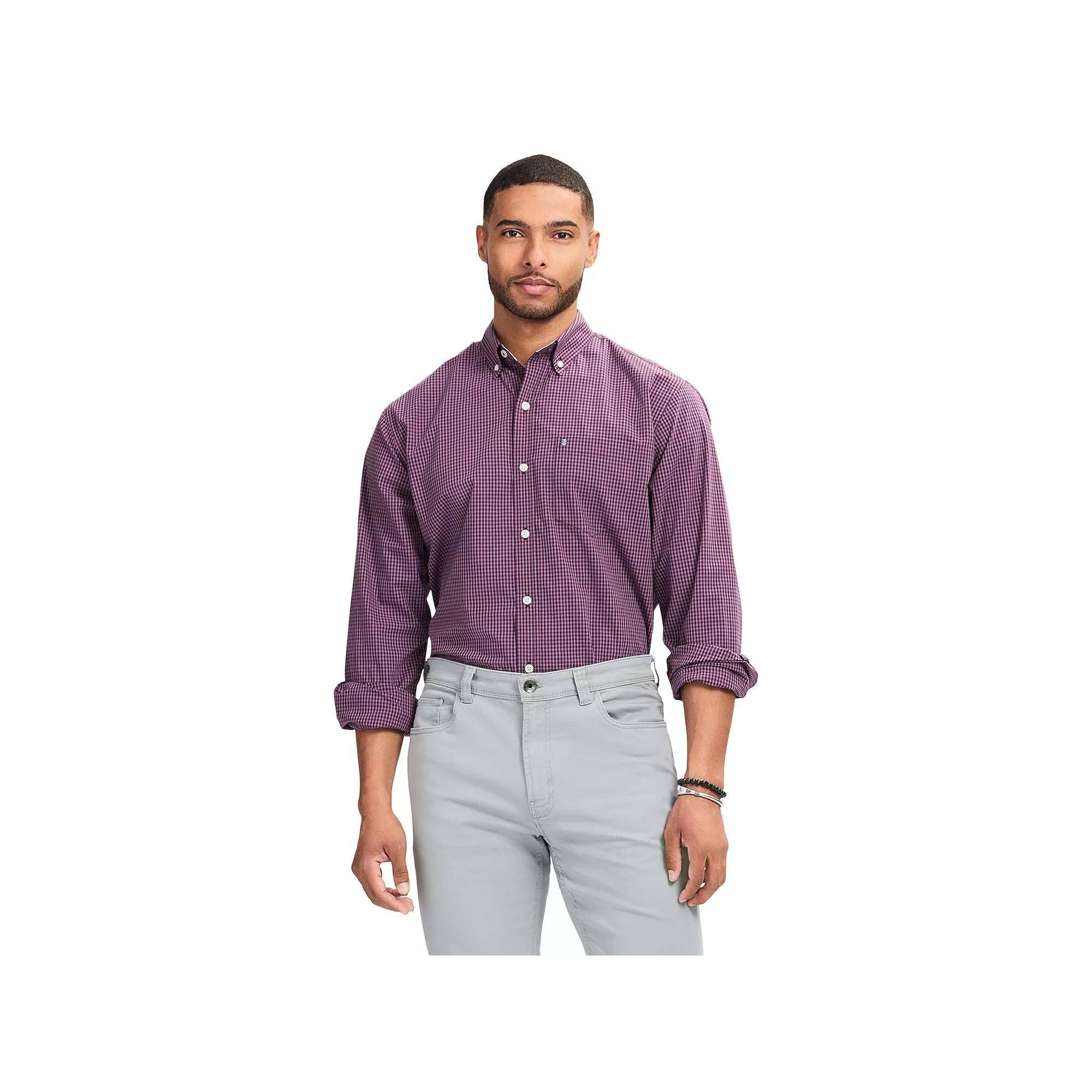 Men's IZOD Performance Comfort Long Sleeve Button Down Shirt, Size: Medium, Purple Perfect Product Image