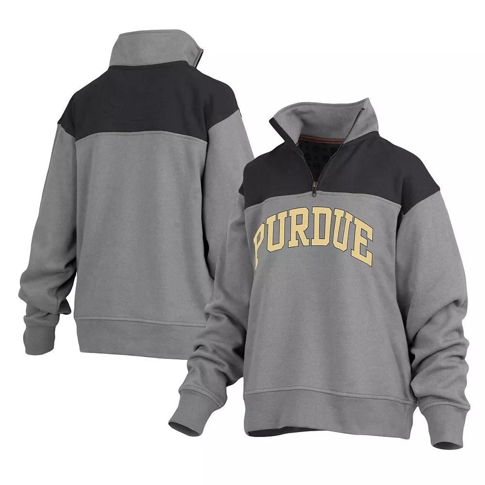 Women's Pressbox Gray Purdue Boilermakers Avon Fleece Quarter-Zip Jacket,  Product Image