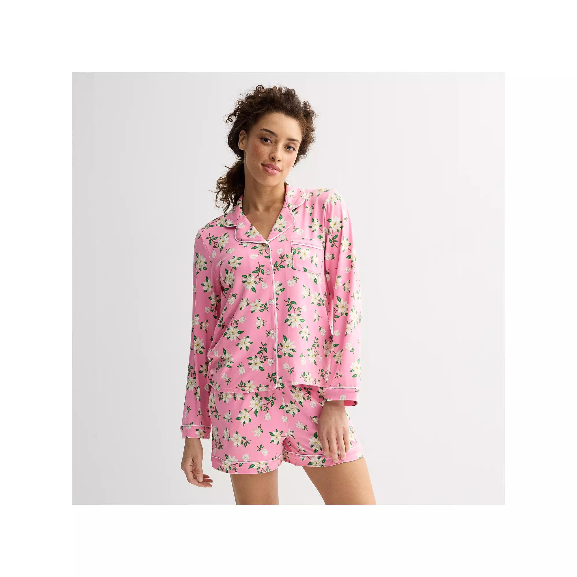 Women's Draper James 2-Piece Cozy Long Sleeve Pajama Top and Pajama Shorts Set,  Product Image