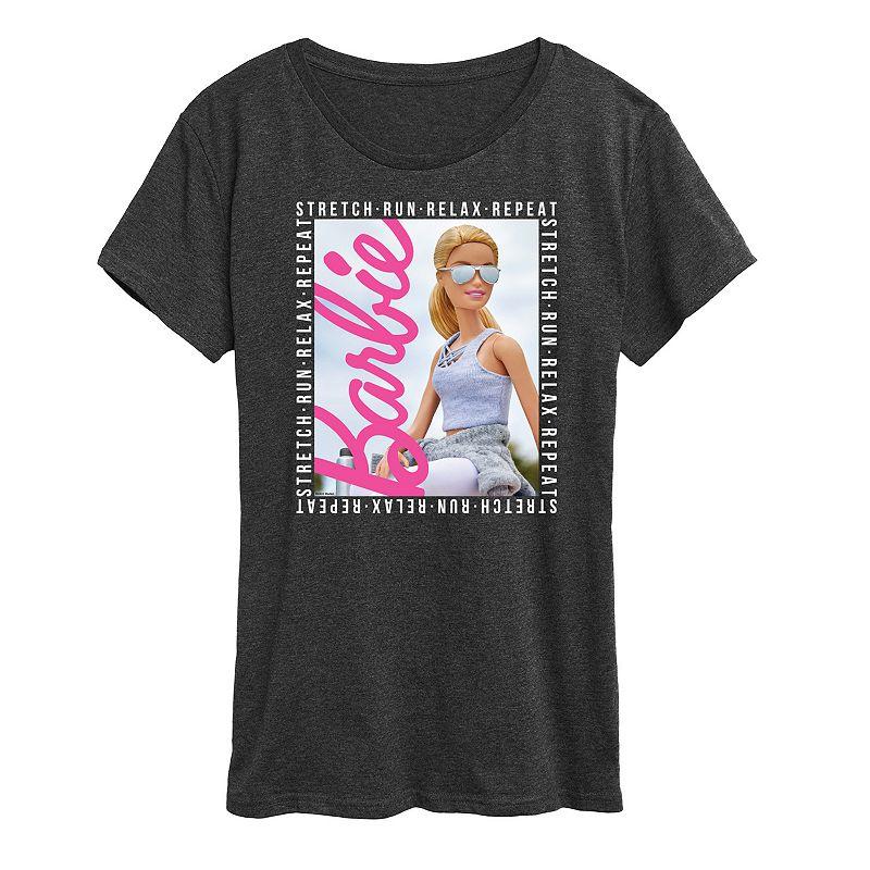 Womens Barbie Stretch Run Relax Repeat Graphic Tee Product Image