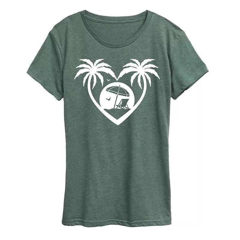 Women's Palm Trees Heart Scene Graphic Tee,  Product Image