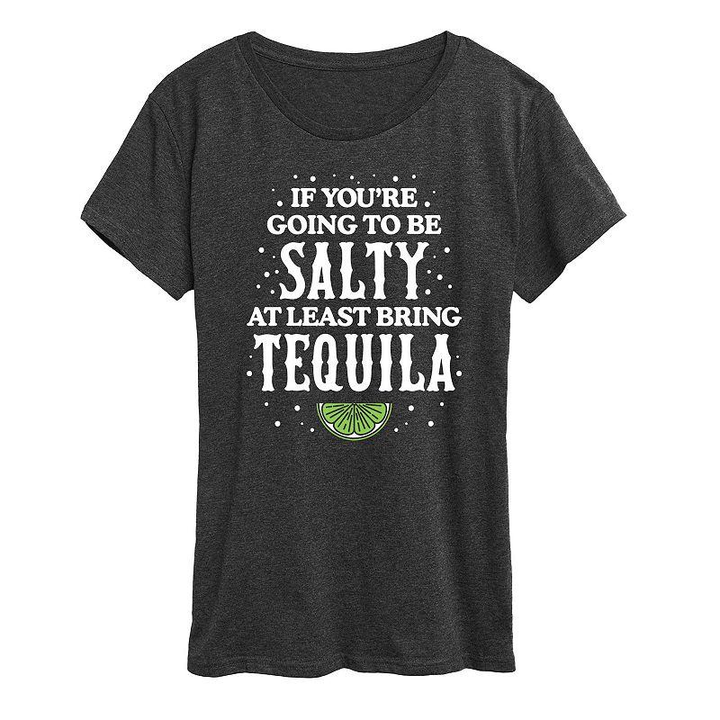 Womens Be Salty Bring Tequila Graphic Tee Blue Product Image