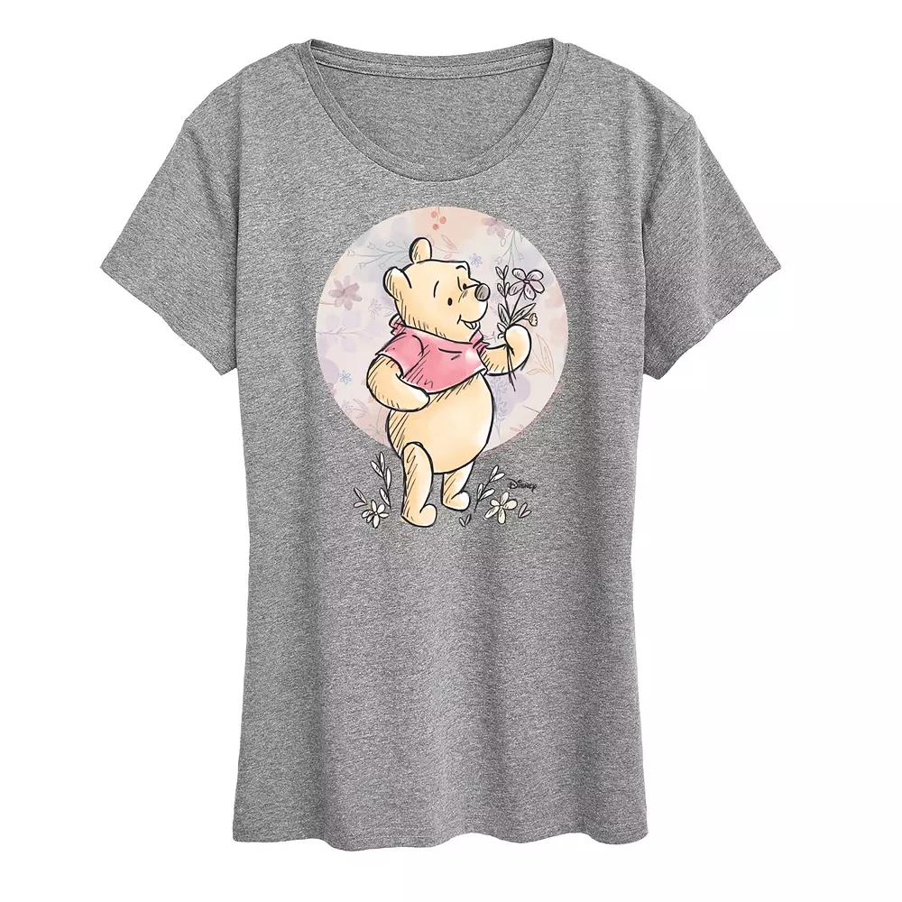 Disney's Winnie the Pooh Women's Floral Circle Pooh Graphic Tee,  Product Image