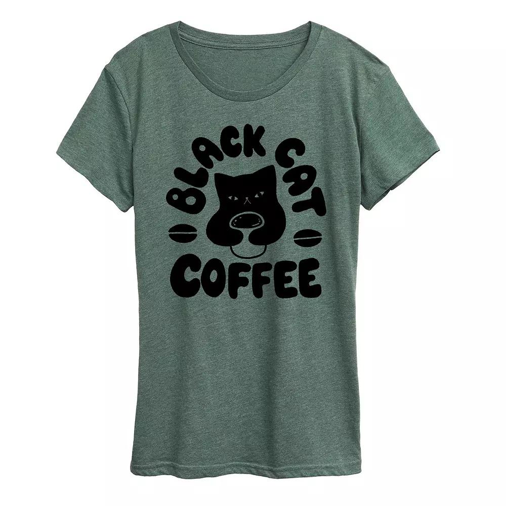 Women's Black Cat Coffee Graphic Tee, Girl's,  Product Image