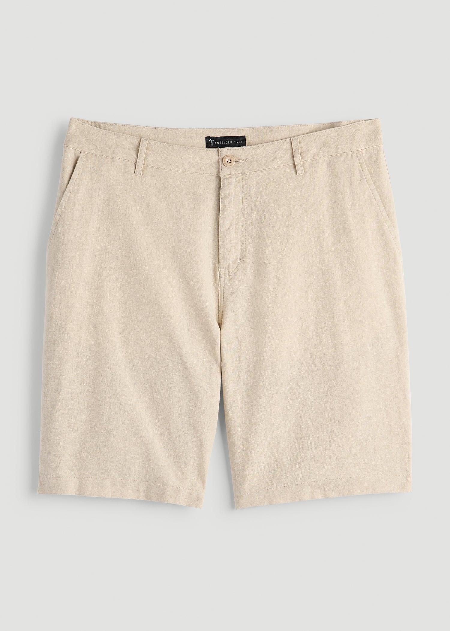 Linen Shorts For Tall Men in Burnt Orange Male Product Image
