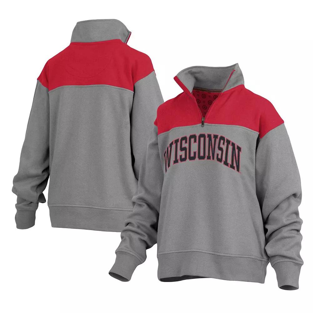 Women's Pressbox Gray Michigan State Spartans Avon Fleece Quarter-Zip Jacket,  Product Image