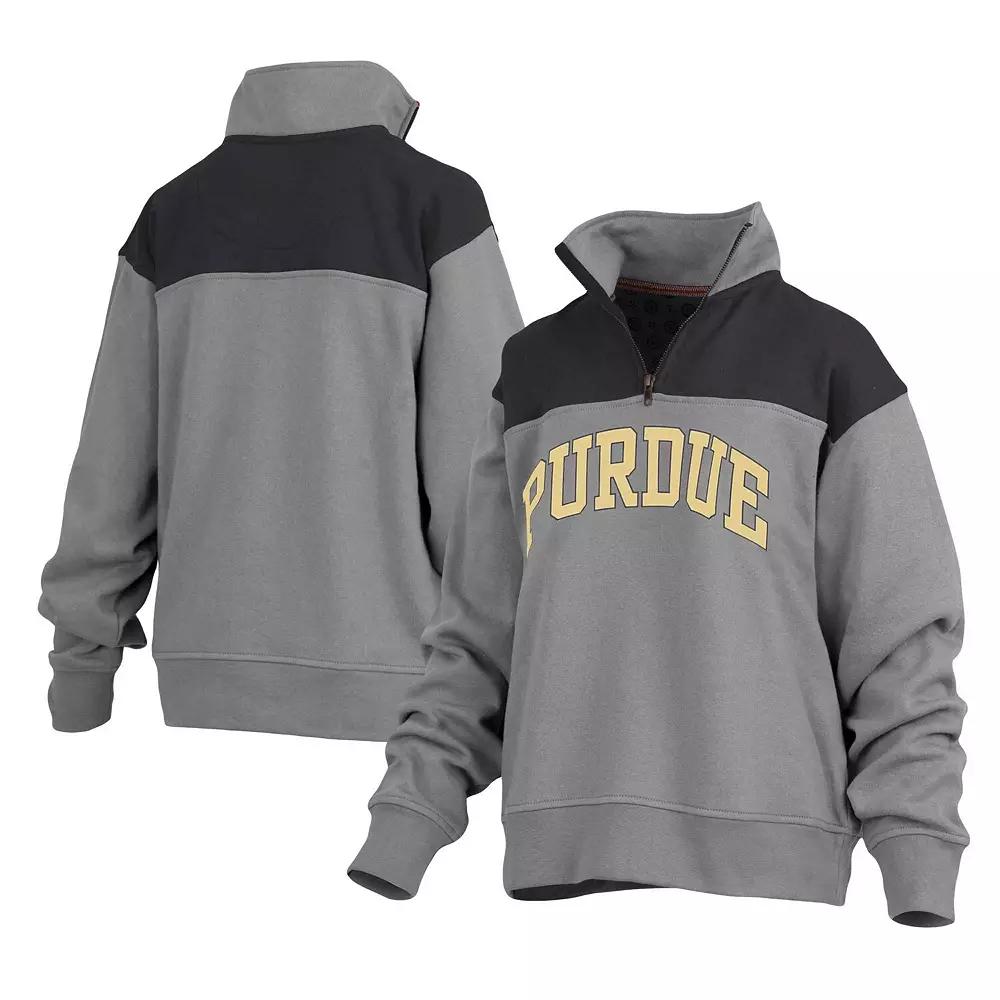 Women's Pressbox Gray Purdue Boilermakers Avon Fleece Quarter-Zip Jacket,  Product Image