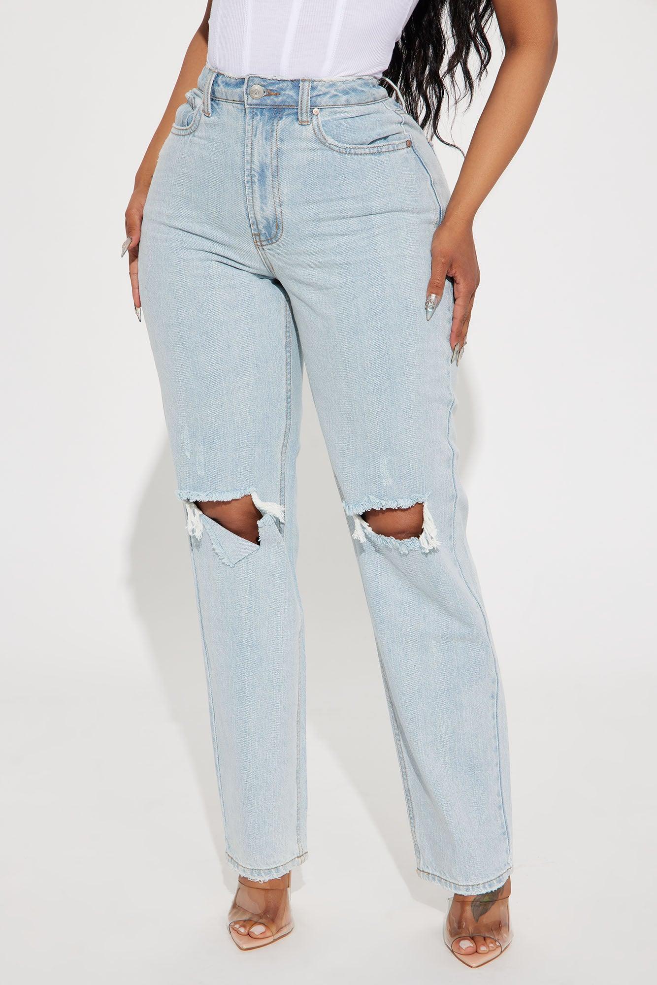 Calling It Ripped Straight Leg Jeans - Light Wash Product Image