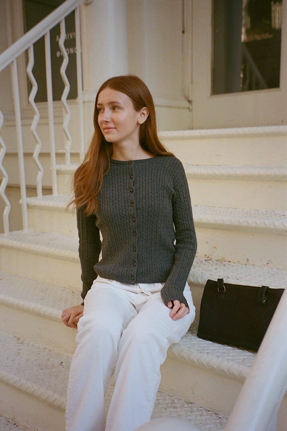 Zoe Cable Knit Cardigan Product Image