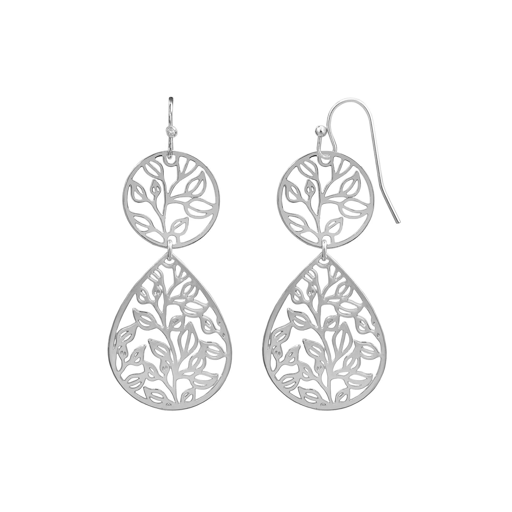 LC Lauren Conrad Filigree Teardrop Earrings, Women's, Silver Tone Product Image