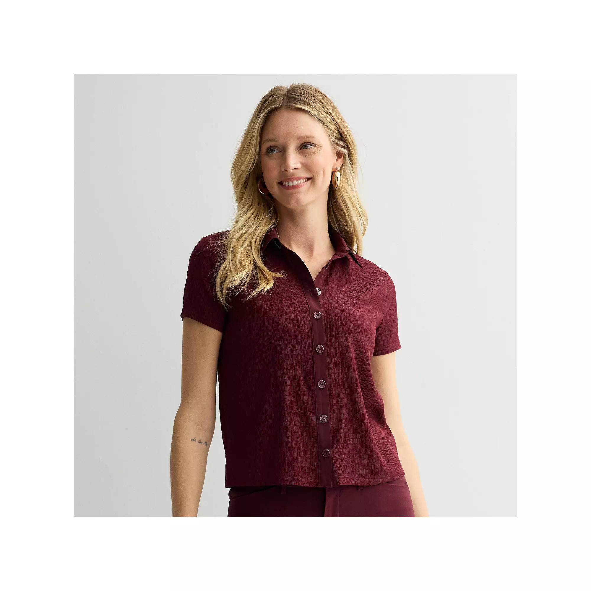 Women's Nine West Collared Textured Knit Top, Size: XL, Maddie Purple Product Image