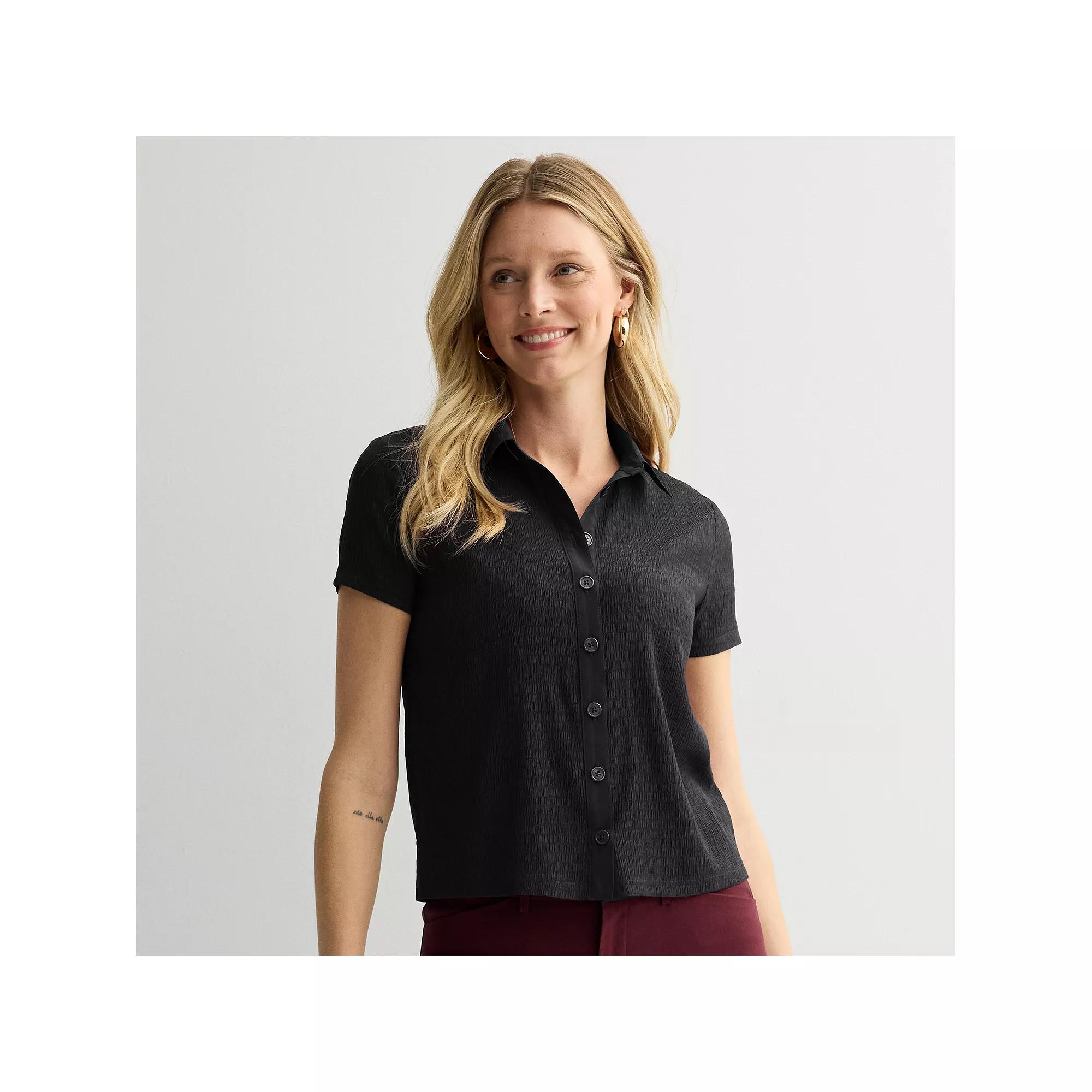 Women's Nine West Collared Textured Knit Top, Size: XL, Maddie Purple Product Image