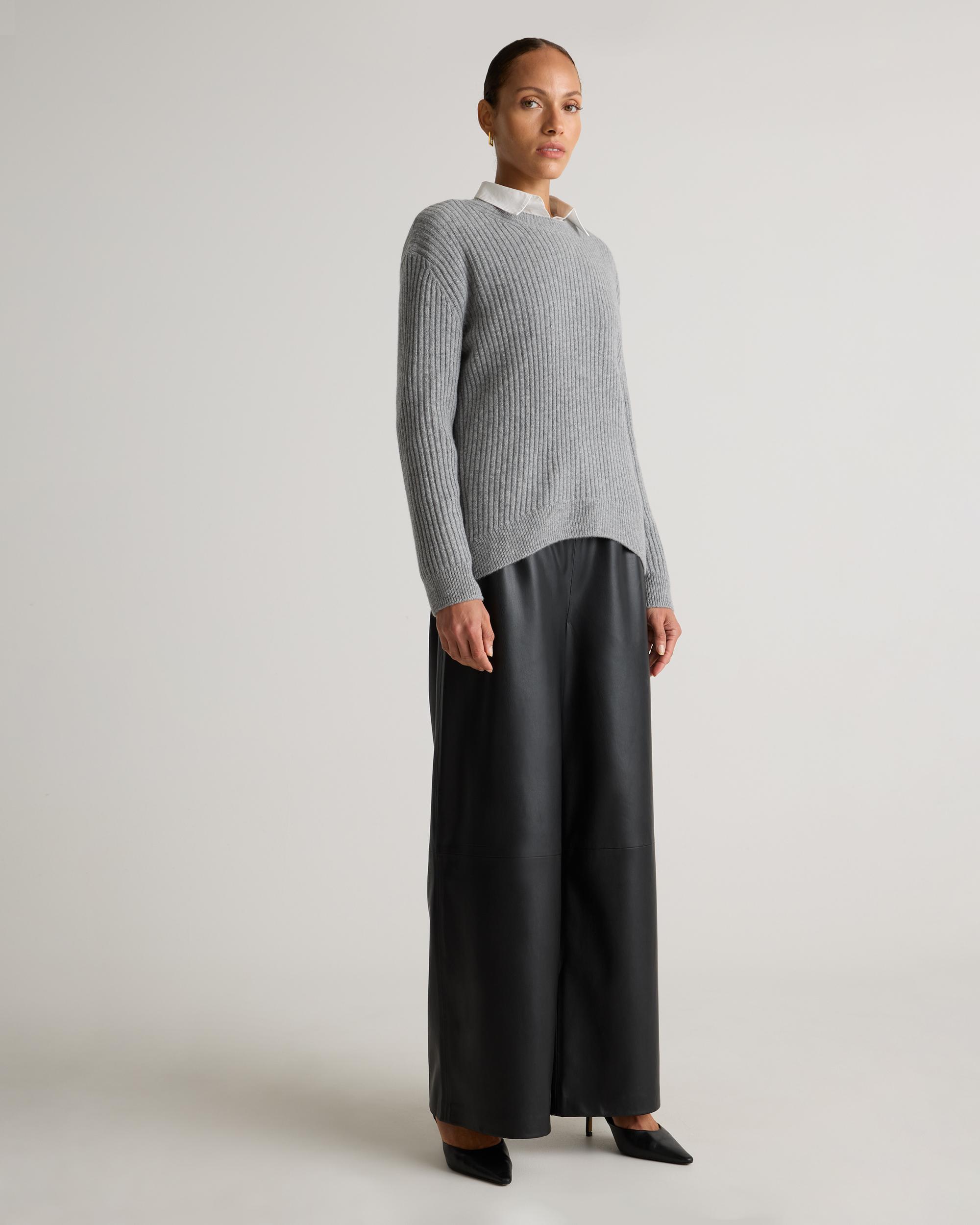 Quince | Women's Mongolian Cashmere Relaxed Wide-Rib Crewneck Sweater Size XL Product Image