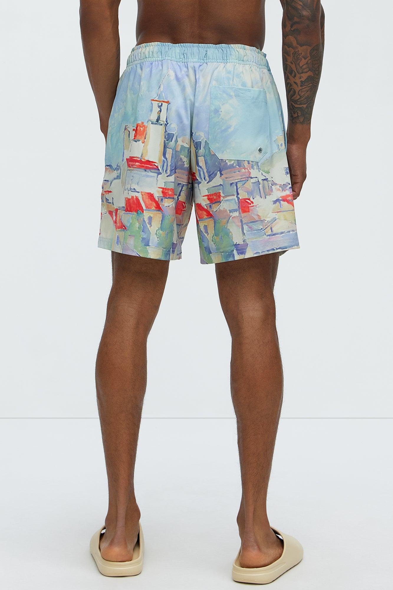Watercolor City Printed Swim Classic Trunk - Multi Color Product Image