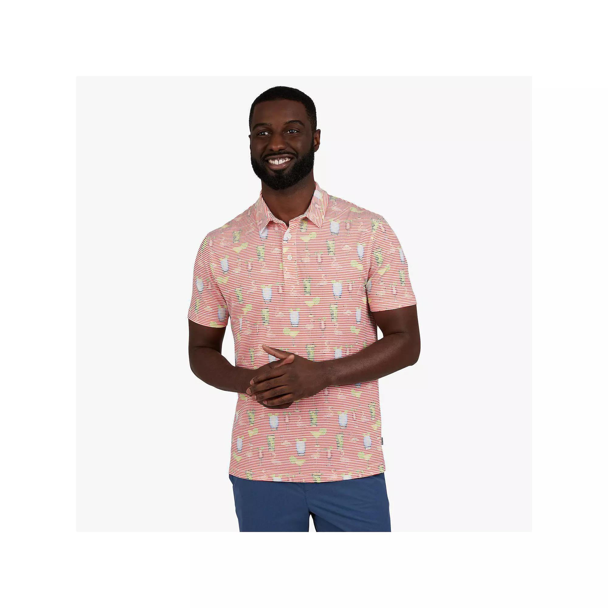 Men's Chaps Short Sleeve Print Performance Polo,  Product Image
