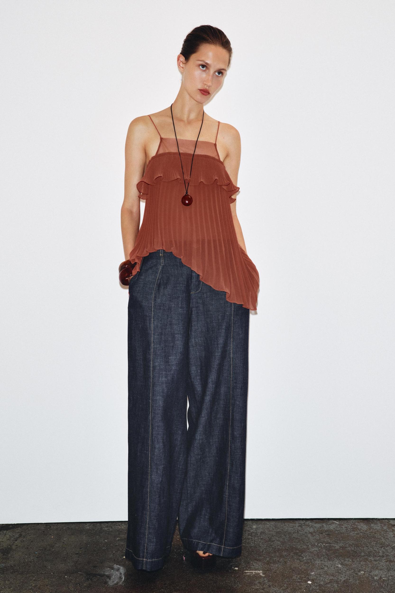 PLEATED RUFFLE TOP Product Image