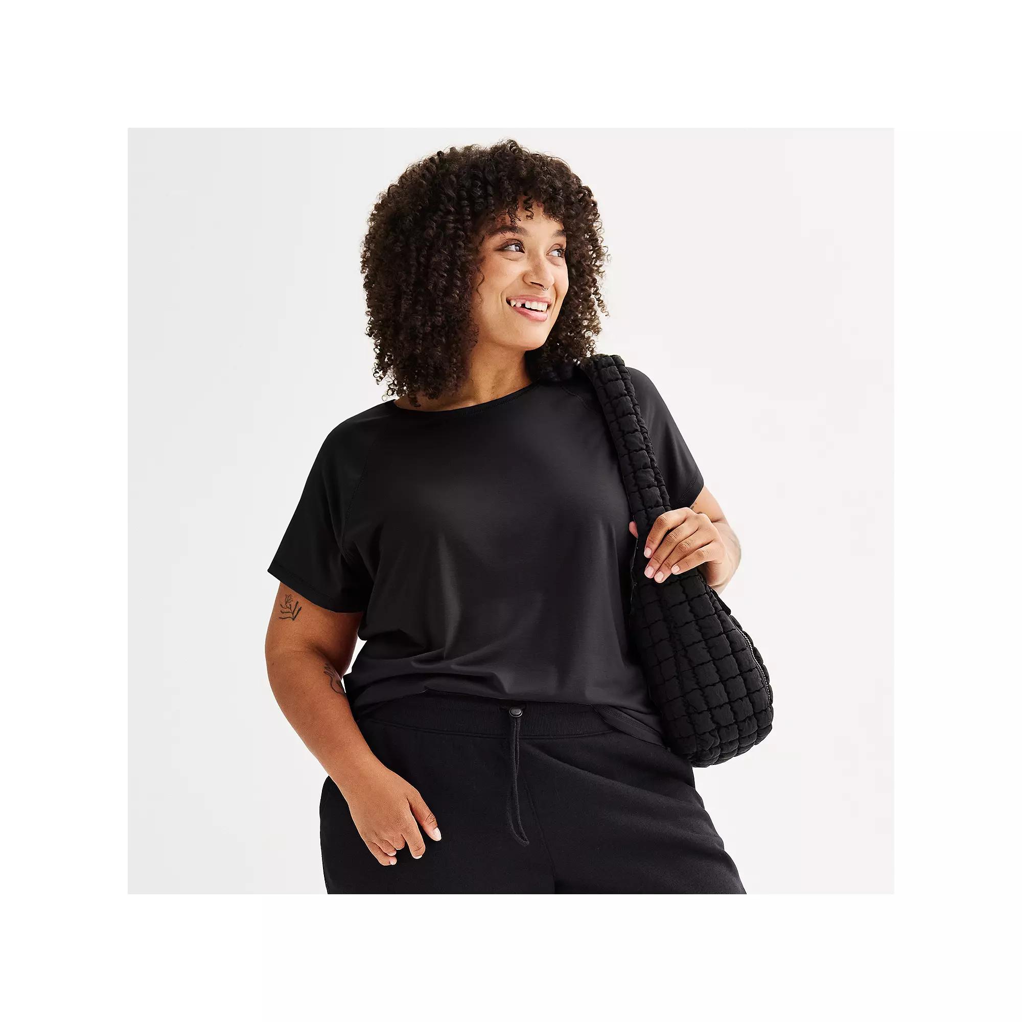 Plus Size Tek Gear® Adaptive Core Raglan Tee, Women's, Size: 1XL, Mineral Black Product Image