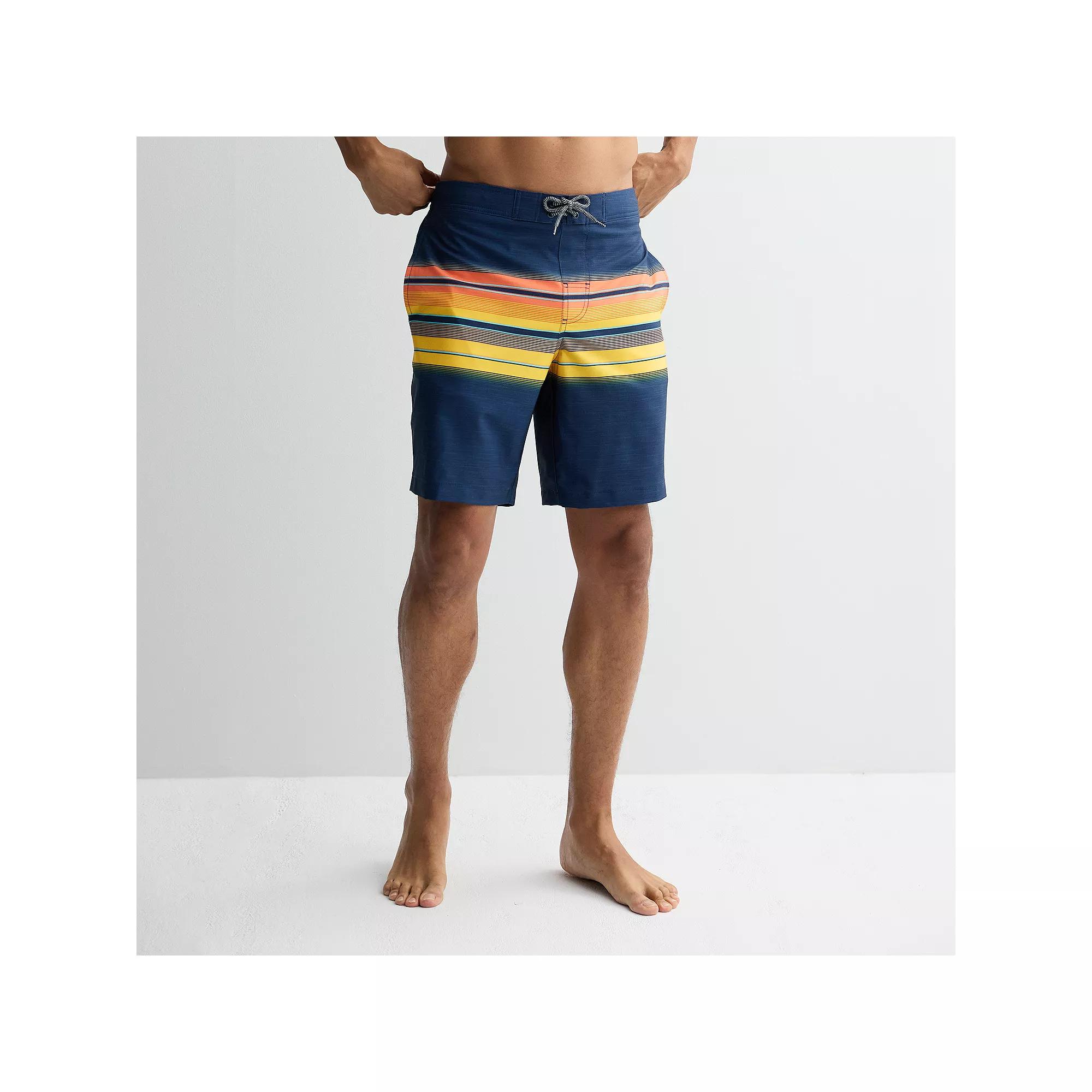 Men's Trinity Coast 9" Elastic Waist Boardshorts, Size: XS, Navy Blue Stripe Product Image