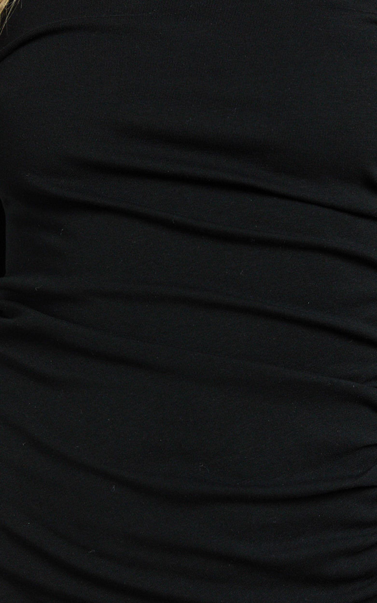 Carla Mini Dress - Rolled High Neck Bodycon Dress in Black Product Image