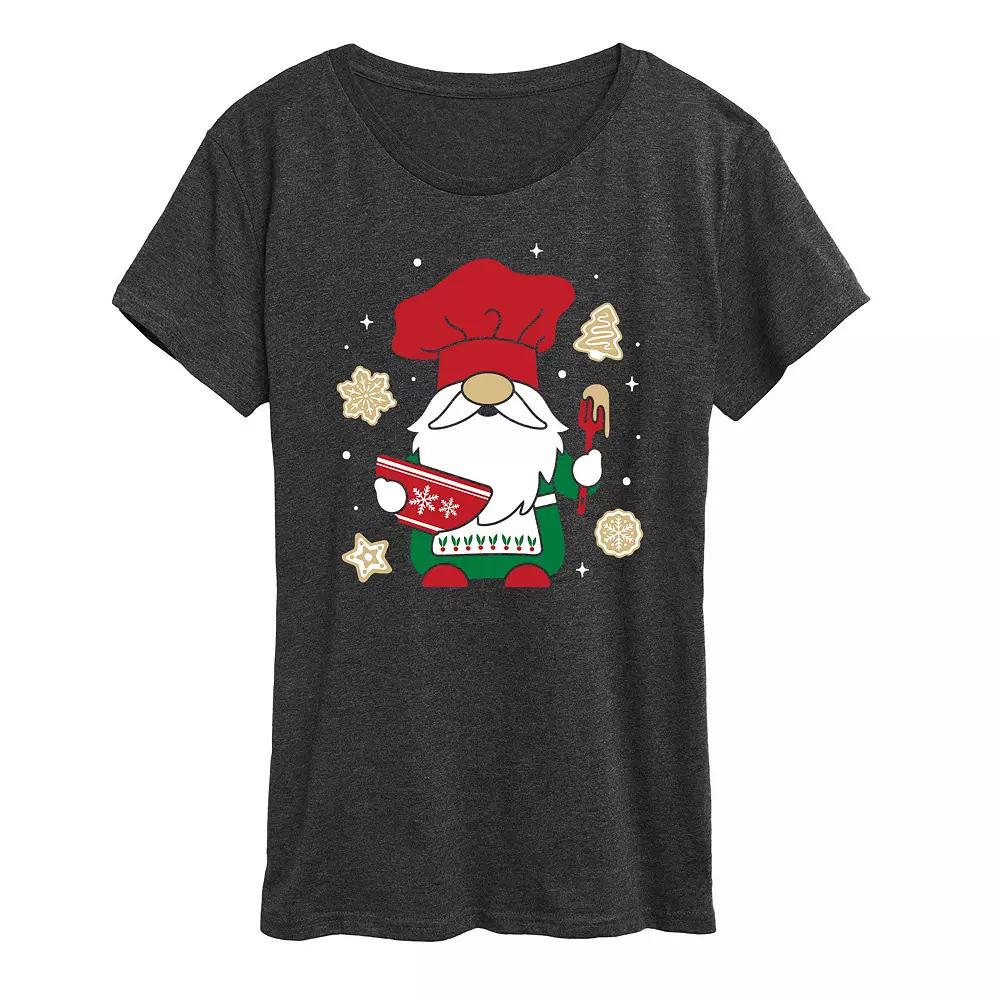 Women's Christmas Baking Gnome Graphic Tee, Girl's,  Product Image