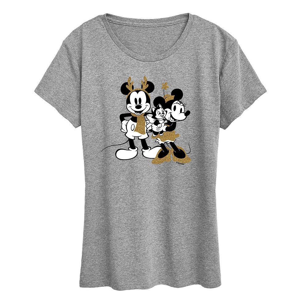 Disney's Mickey Mouse Women's Mickey Minnie Sparkle Graphic Tee, Girl's,  Product Image