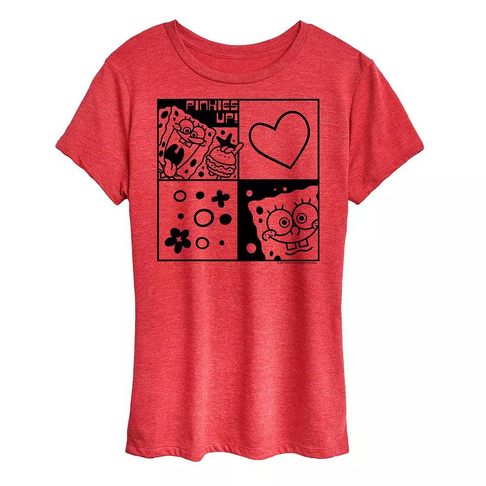 Women's Spongebob Squarepants Character Grid Pattern Graphic Tee,  Product Image