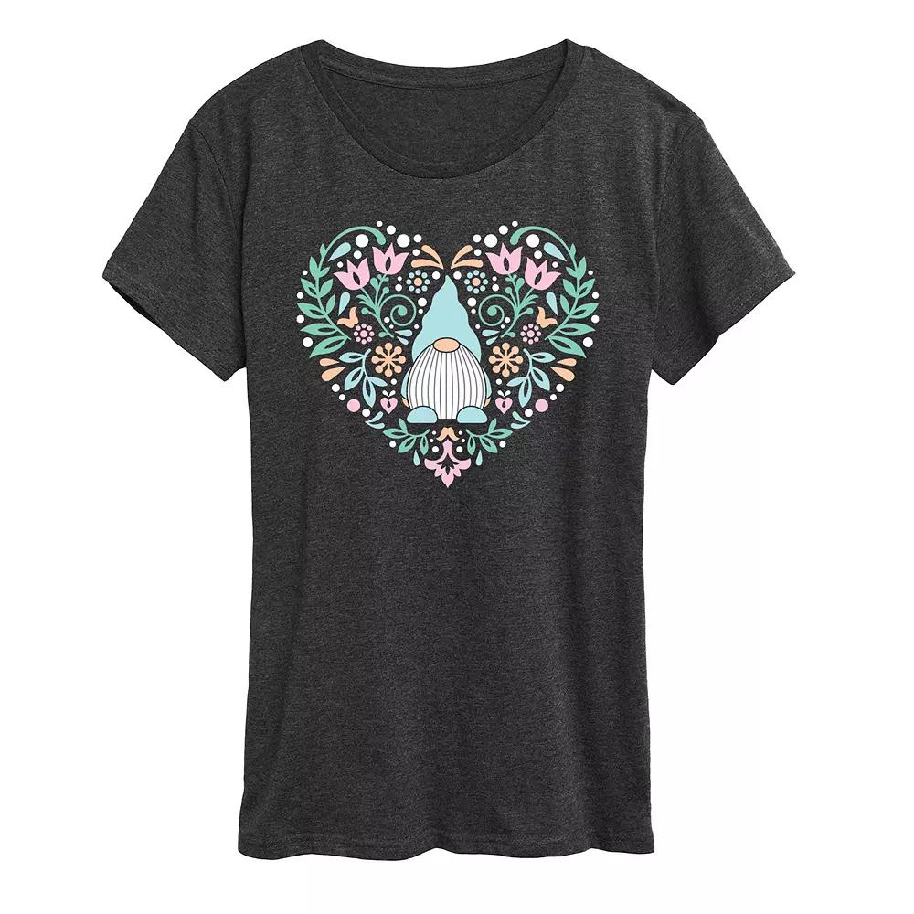 Women's Scandinavian Gnome Heart Graphic Tee,  Product Image
