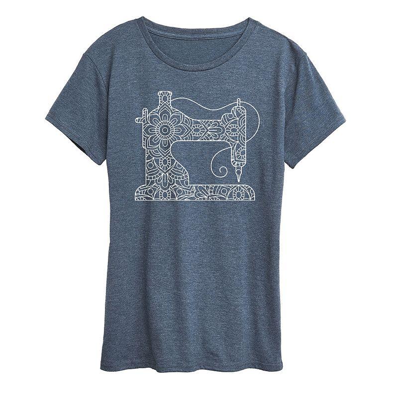 Women's Mandala Sewing Machine Graphic Tee,  Product Image