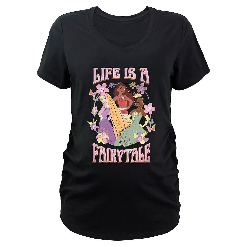 Disney Princess Rapunzel, Moana & Tiana Life Is A Fairytale Maternity Graphic Tee, Women's,  Product Image