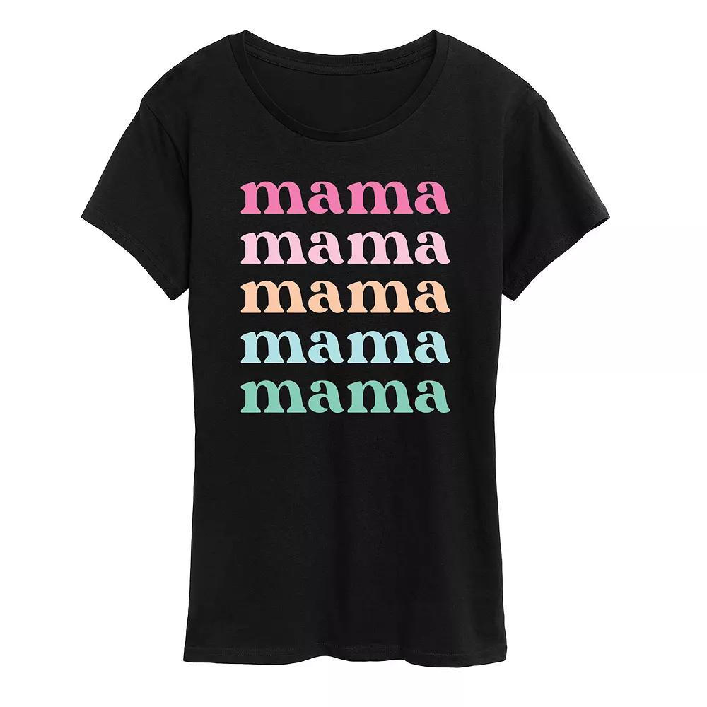 Women's Colorful Stacked Mama Graphic Tee,  Product Image