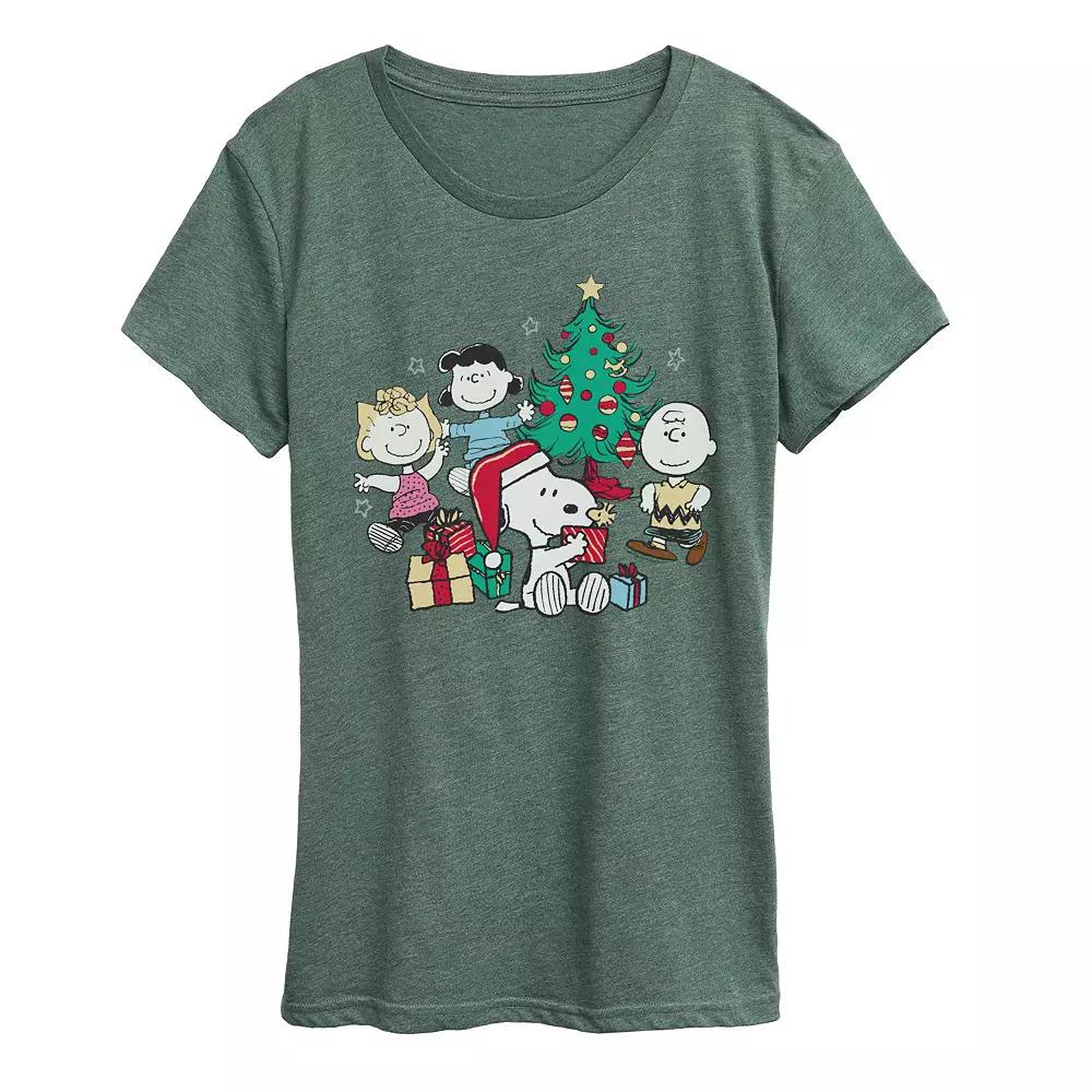 Women's Peanuts Group Christmas Tree Graphic Tee,  Product Image