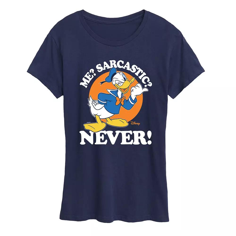 Disney's Donald Duck Women's Me Sarcastic Never Graphic Tee,  Product Image