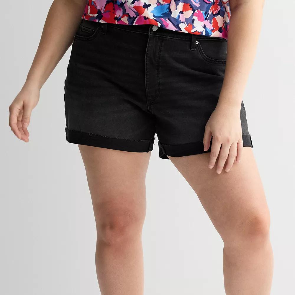 Plus Size Sonoma Goods For Life Mid Rise Roll Cuff Denim Shorts, Womens Product Image