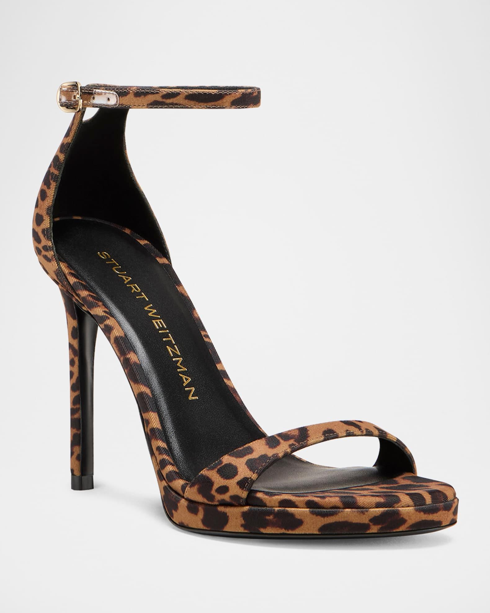 Nudist Leopard Ankle-Strap Platform Sandals Product Image