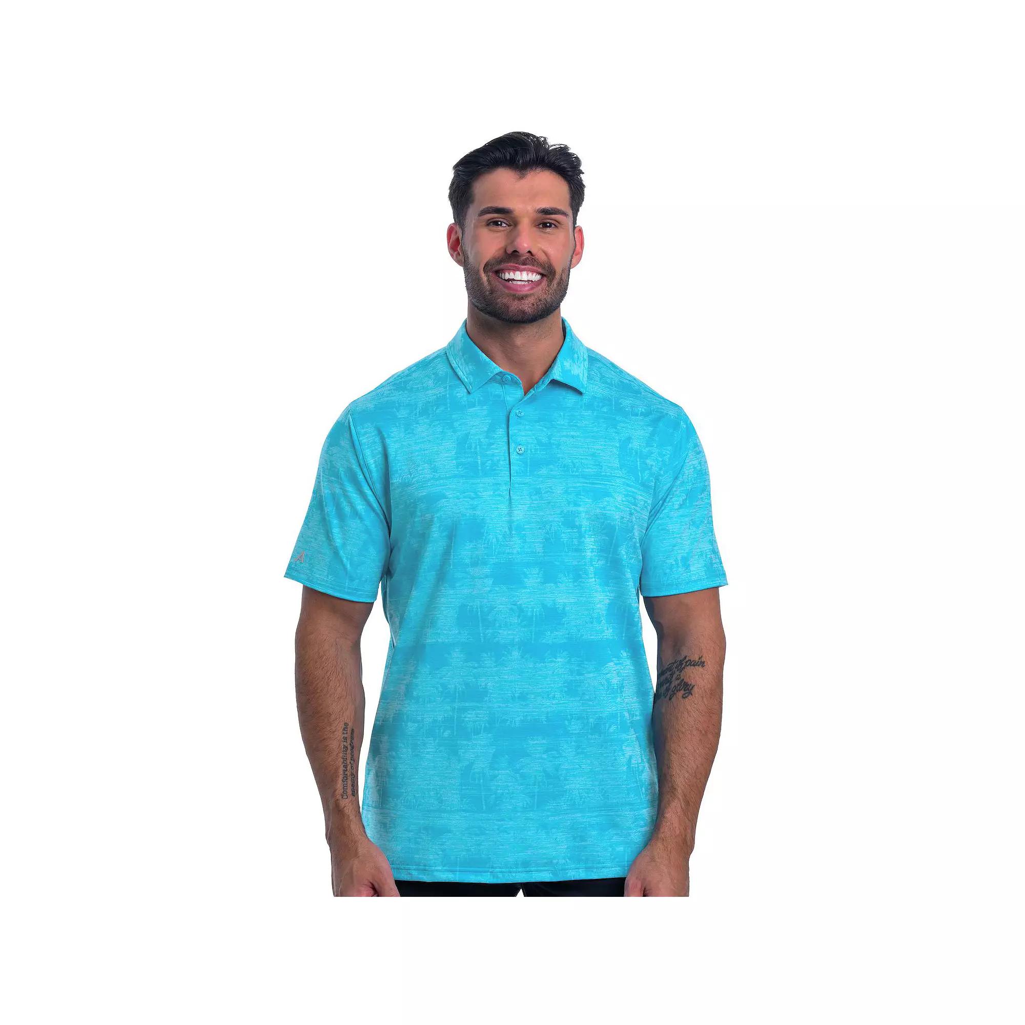 Men's Antigua Shadow Palms Polo, Size: Medium, Blue Breeze Grey Product Image